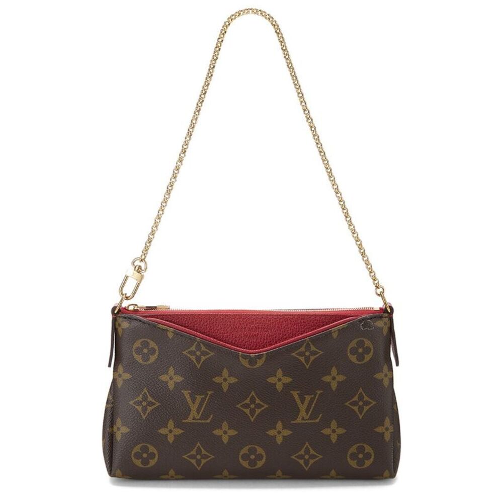 Louis Vuitton Red Monogram Coated Canvas Pallas Clutch (Authentic Pre-Loved)
